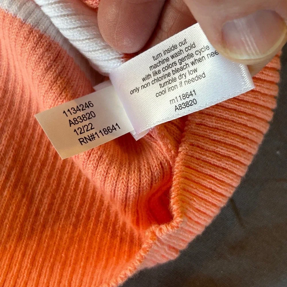 Lane Bryant Striped Sweater Top Women 18/20 Orange White Ribbed Short Sleeve NEW
